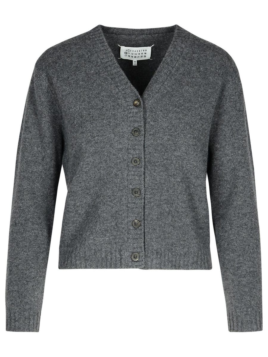 Shop Maison Margiela Lambswool Cardigan In Grey