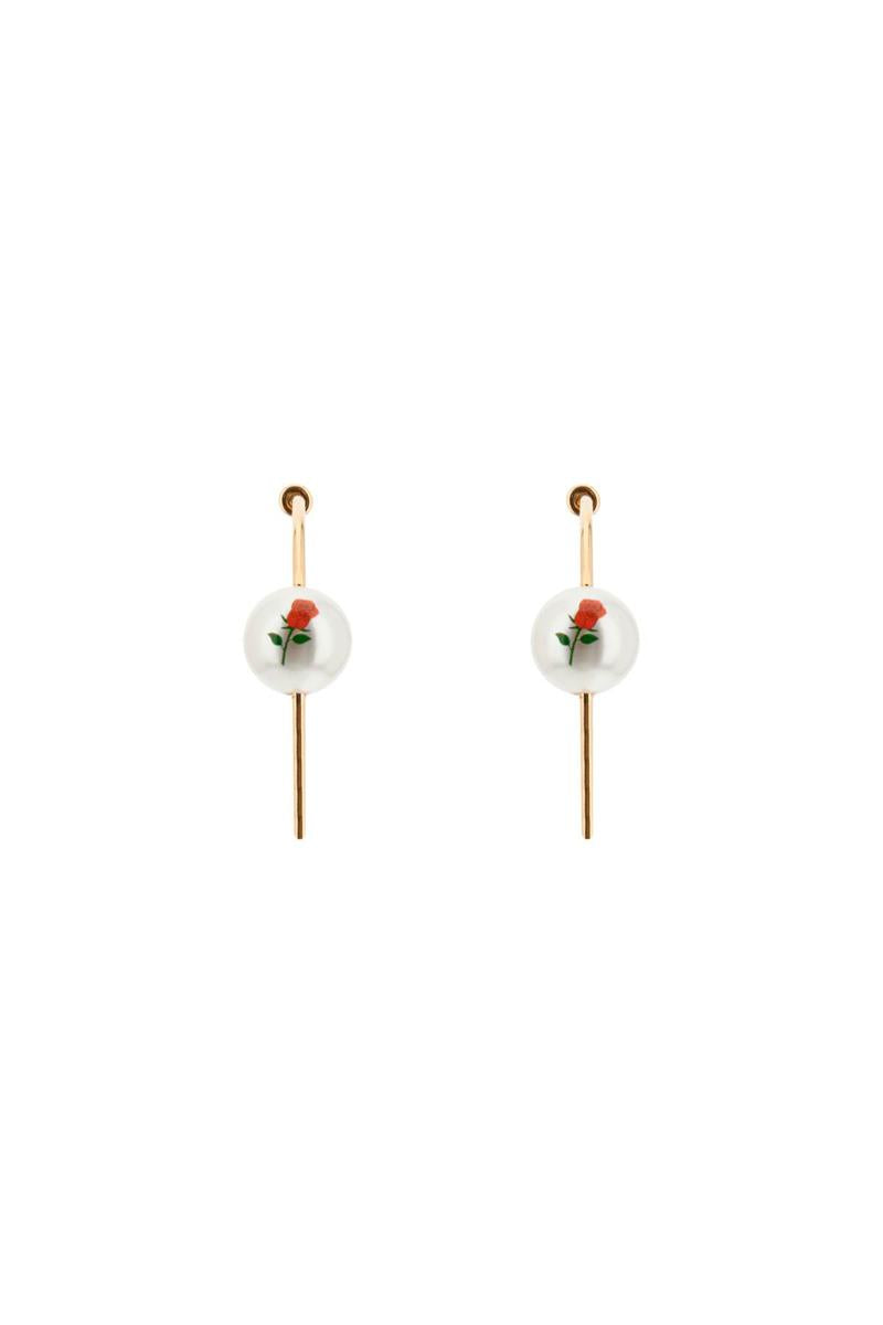 Shop Safsafu 'pearl & Roses' Hoop Earrings In Oro