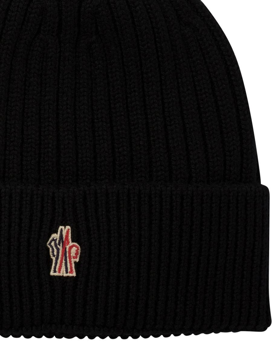 Shop Moncler Grenoble Ribbed Wool Beanie In Black