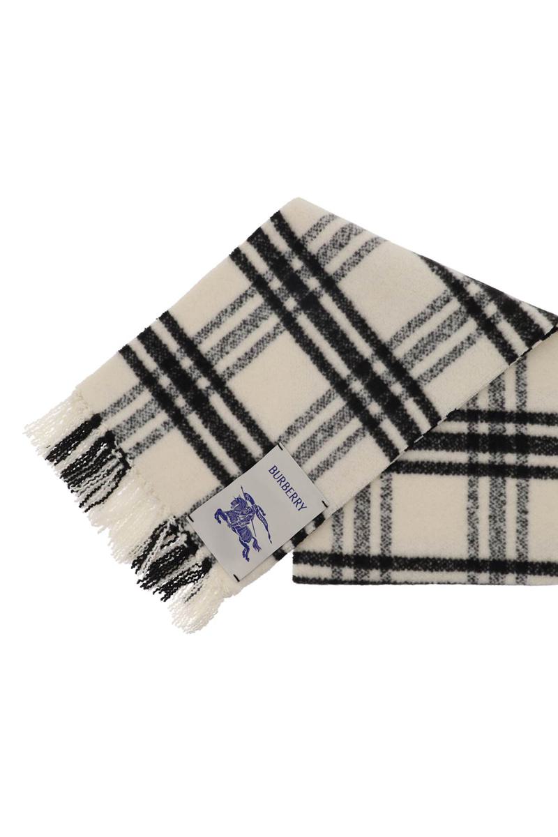 Shop Burberry Check Wool Scarf In Bianco