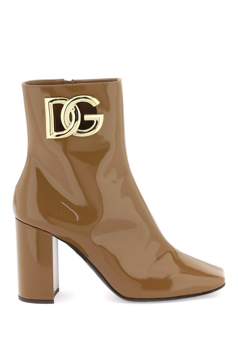 Shop Dolce & Gabbana Dg Logo Ankle Boots In Marrone