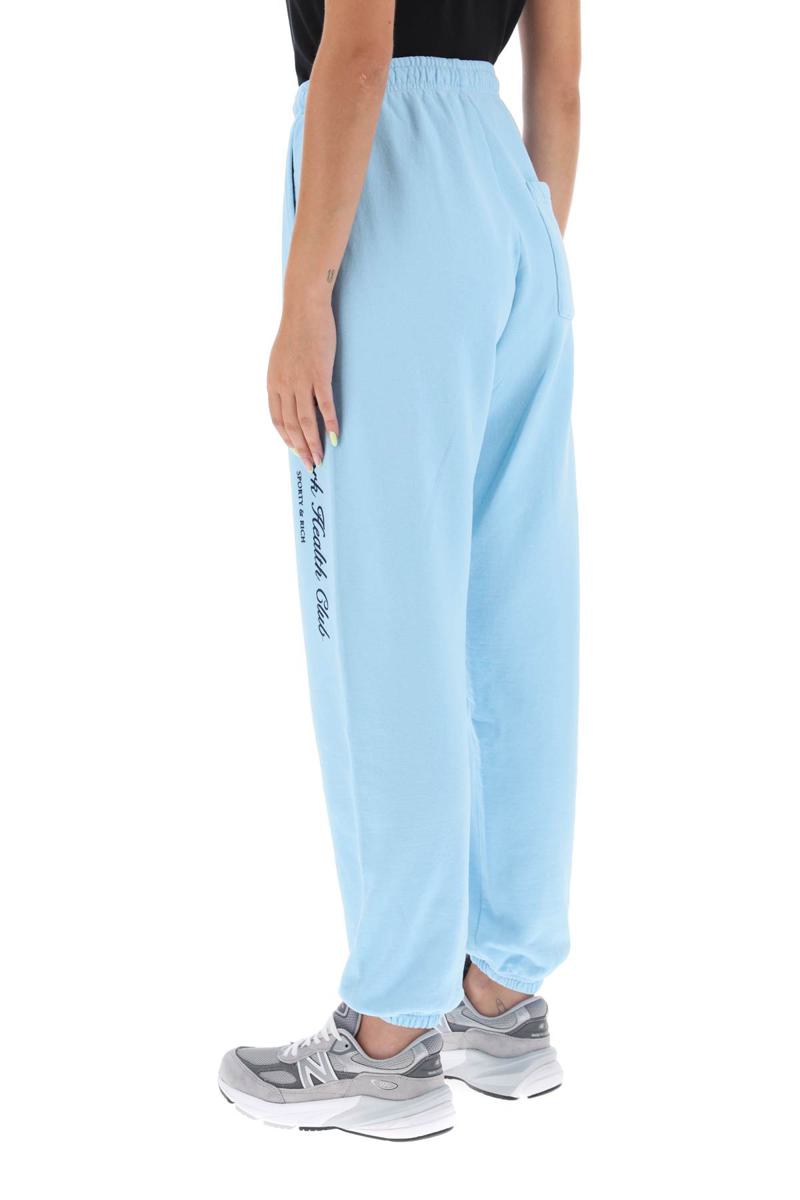 Shop Sporty And Rich 'ny Health Club' Flocked Sweatpants In Celeste