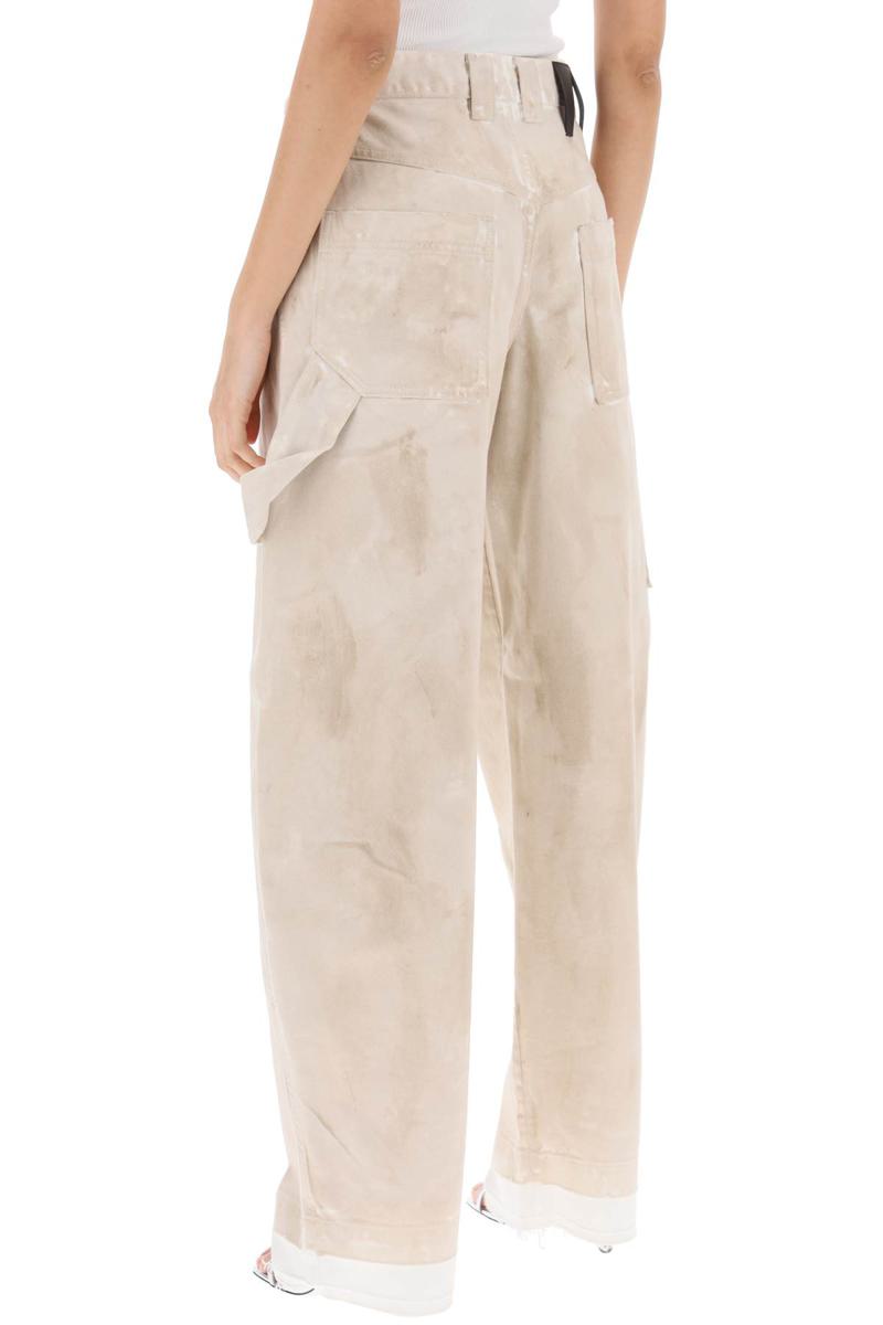 Shop Darkpark Audrey Marble-effect Cargo Jeans In Beige