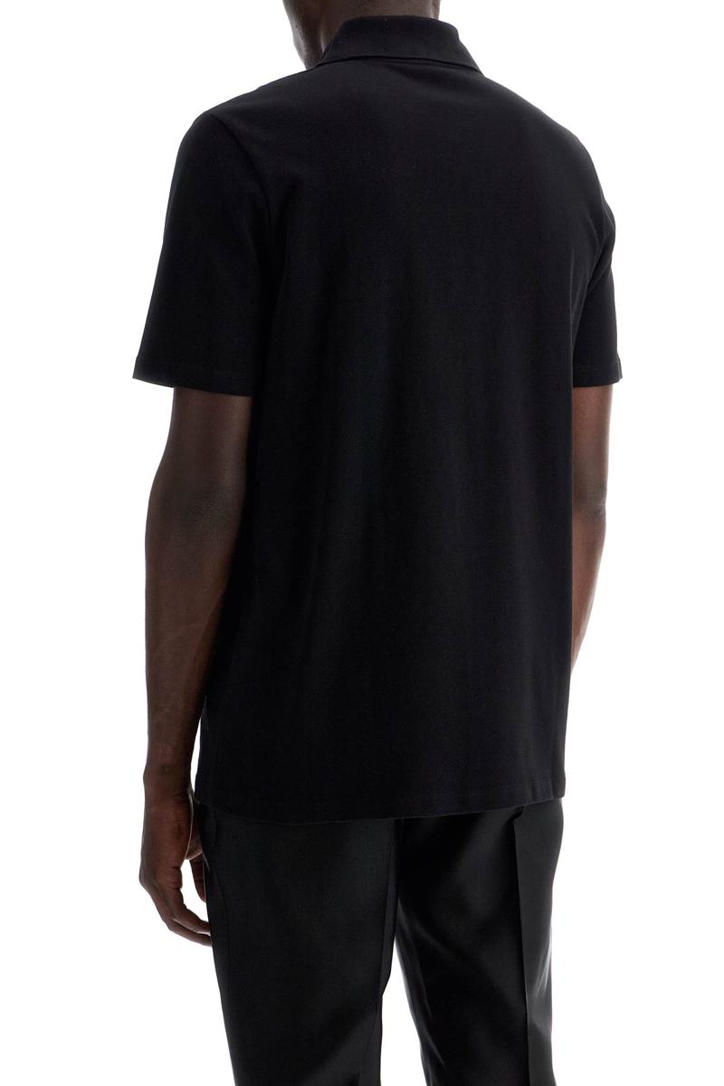 Shop Balmain Polo Shirt With Embroidered Logo Letter In Black