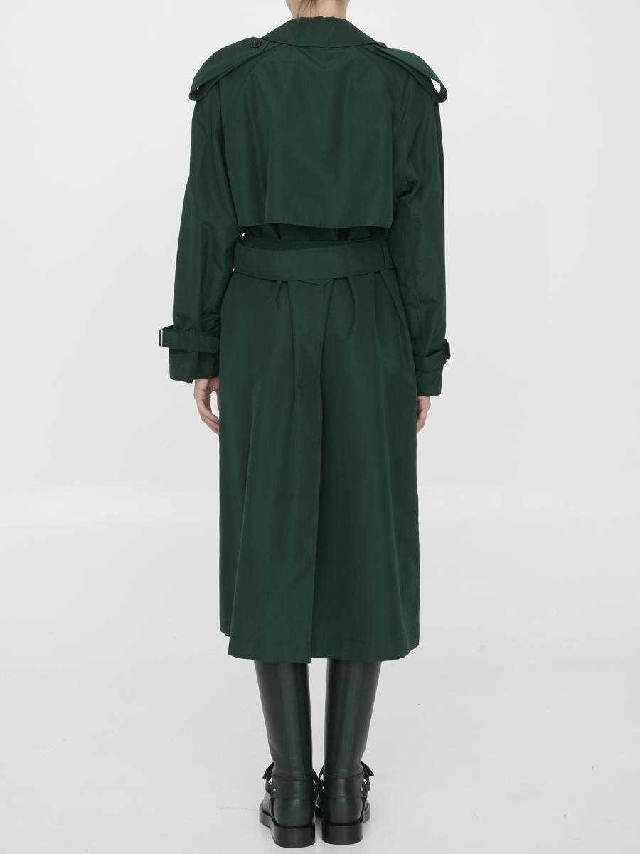 Shop Burberry Long Trench Coat In Green