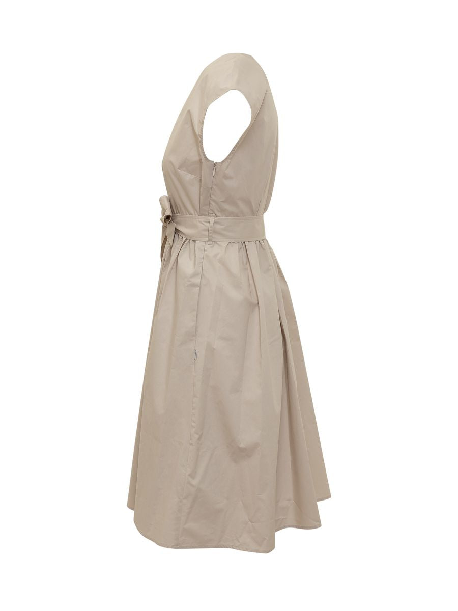 Shop Woolrich Belted Poplin Short Dress In Beige