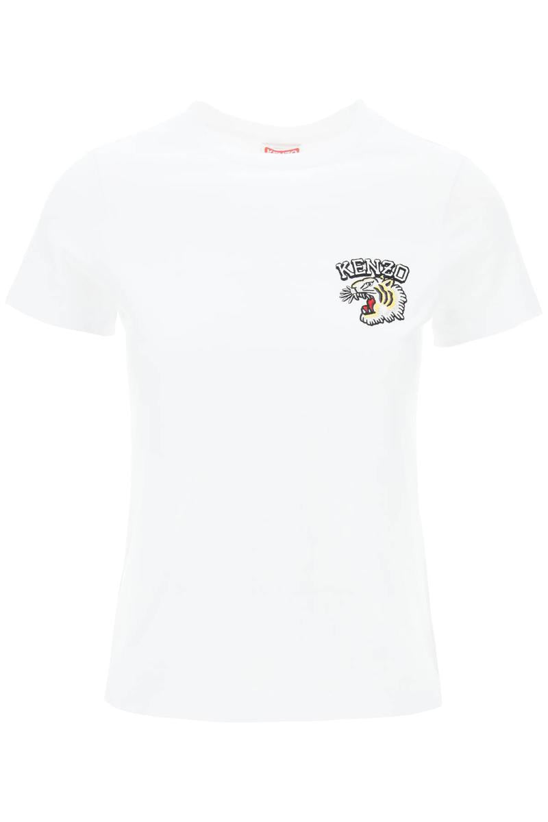 Shop Kenzo Crew-neck T-shirt With Embroidery In Bianco