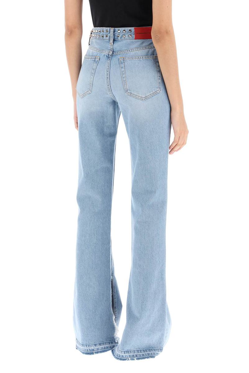 Shop Alessandra Rich Flared Jeans With Studs In Celeste