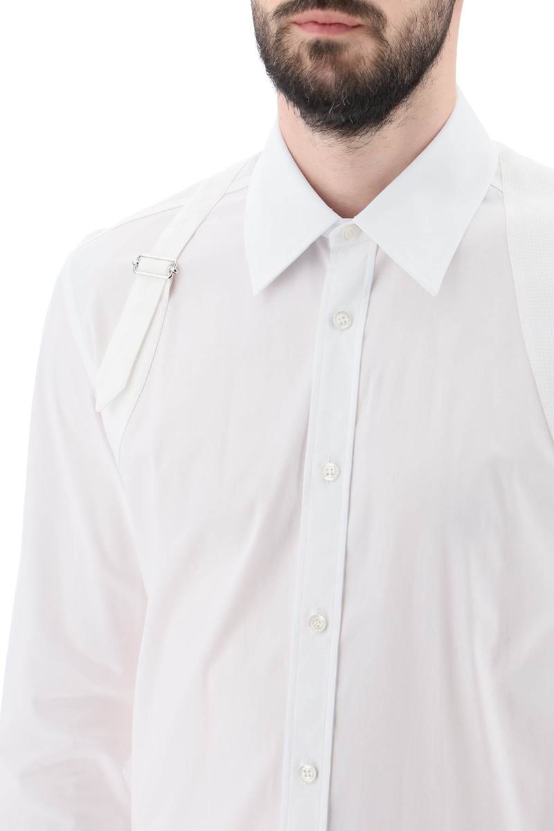 Shop Alexander Mcqueen Harness Shirt In Stretch Cotton In Bianco