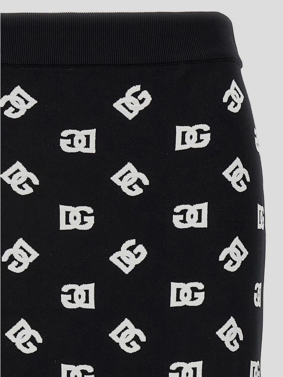 Shop Dolce & Gabbana Viscose Logo Jacquard Pencil Skirt In Black