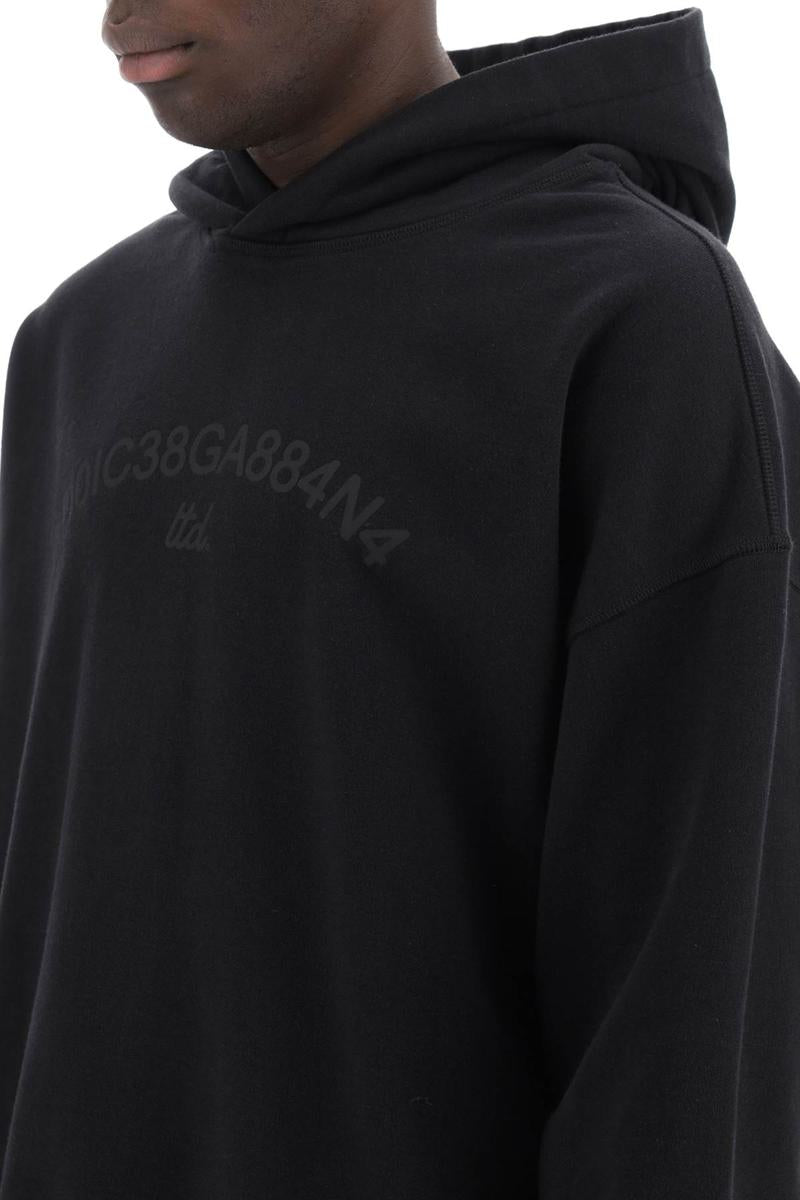 Shop Dolce & Gabbana Hooded Sweatshirt With Logo Print In Nero