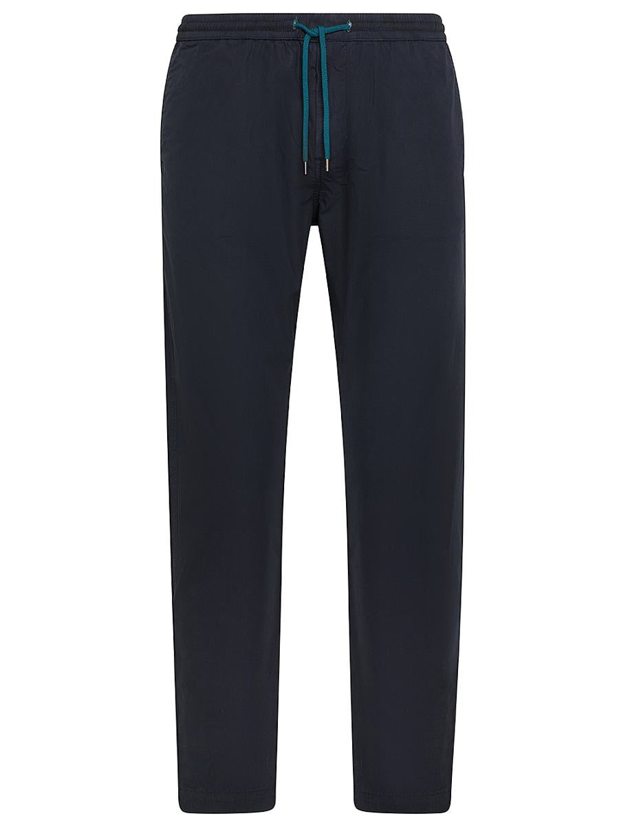 Shop Paul Smith Cotton Pants With Drawstring Waist In Blue