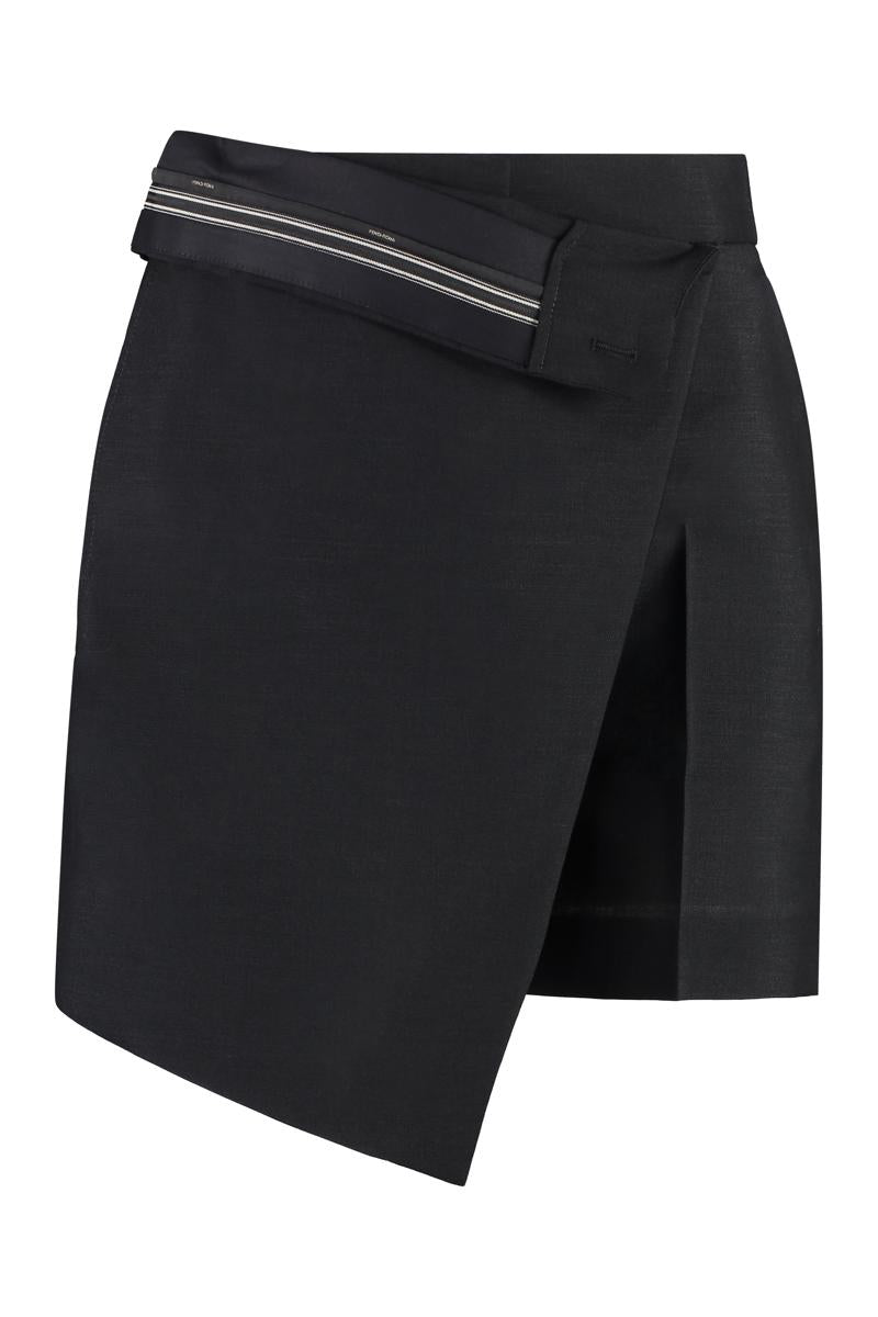 Shop Fendi Wool Shorts In Black