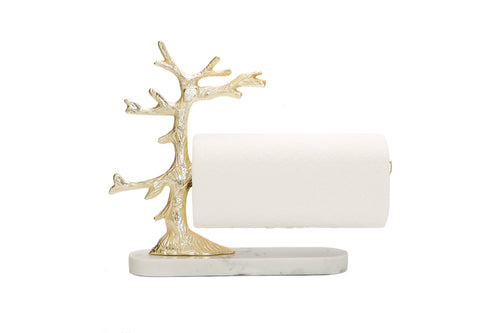 Stainless Steel Paper Towel Holder with Gold Leaf Design – Classic Touch  Decor