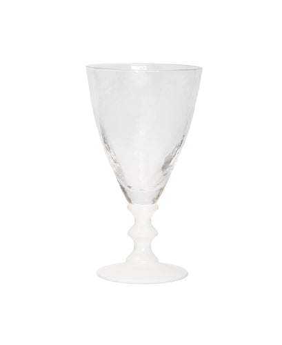 Classic Touch CWR818W 3 x 9 in. V-Shaped White Wine Glasses with Clear Stem, Set of 6