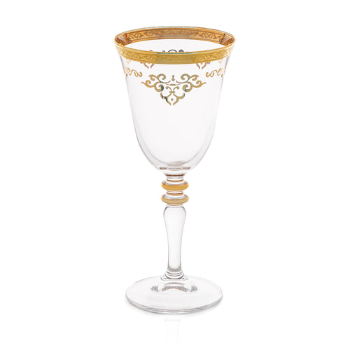 Classic Touch Set of 6 Straight Line Textured Stemless Wine Glasses with  Vivid Gold Tone Base and Rim