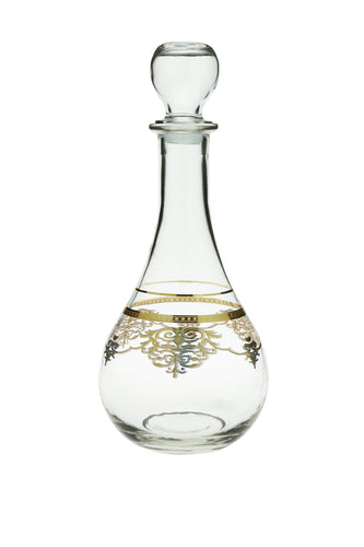 Glass Diamond Shaped Decanter with Gold Reflection and Lid – Classic Touch  Decor