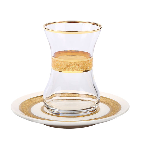 Set of 6 Water Glasses with Rich Gold Design – Classic Touch Decor