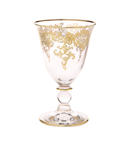 Set of 6 Small Wine Glasses on Gold Ball Pedestal – Classic Touch