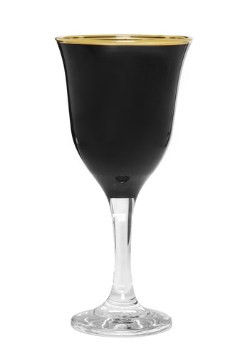 Classic Touch Black Stemmed Water Glasses, Set of 6