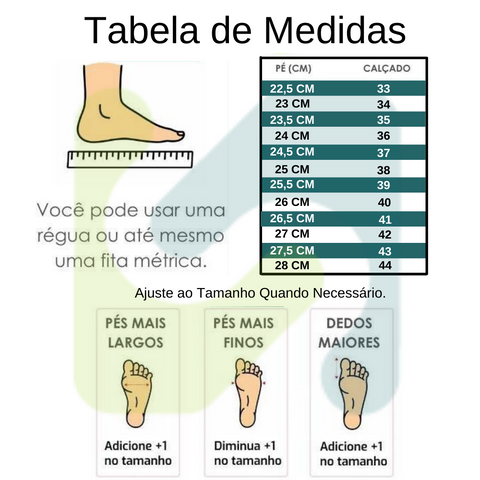Tabela de Medidas do Tênis Feminino Sem Cadarço Confortável - Woman Disponível em: www.descontara.com