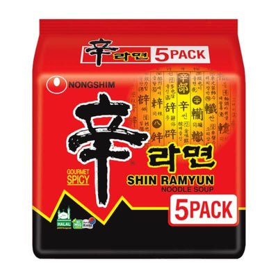 Nong Shim Shin Ramyun Noodle Soup (Hot And Spicy) 120G x 5 packs