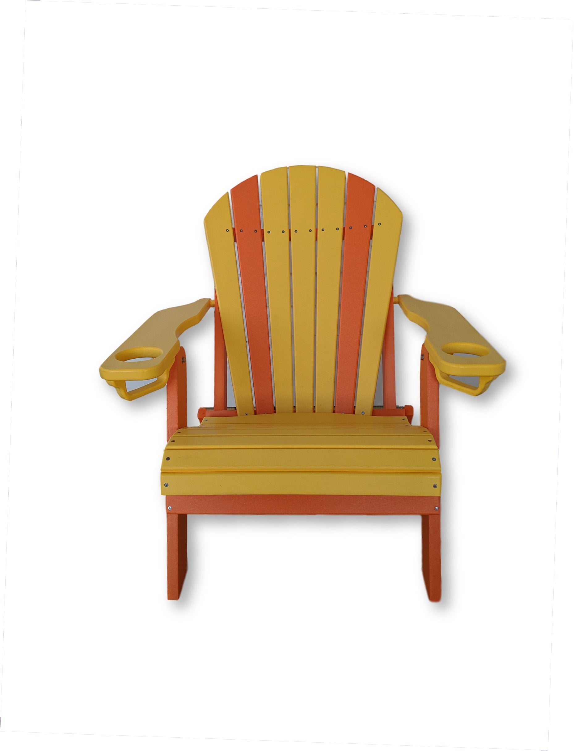 Yellow Orange Folding Adirondack Chair With Cup Holders All