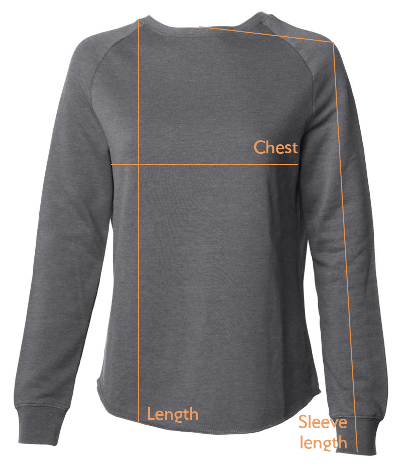 Pallas Snowboards | Placebo Sweatshirt Size Chart