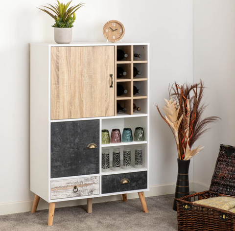 Nordic Wine White Drinks Cabinet