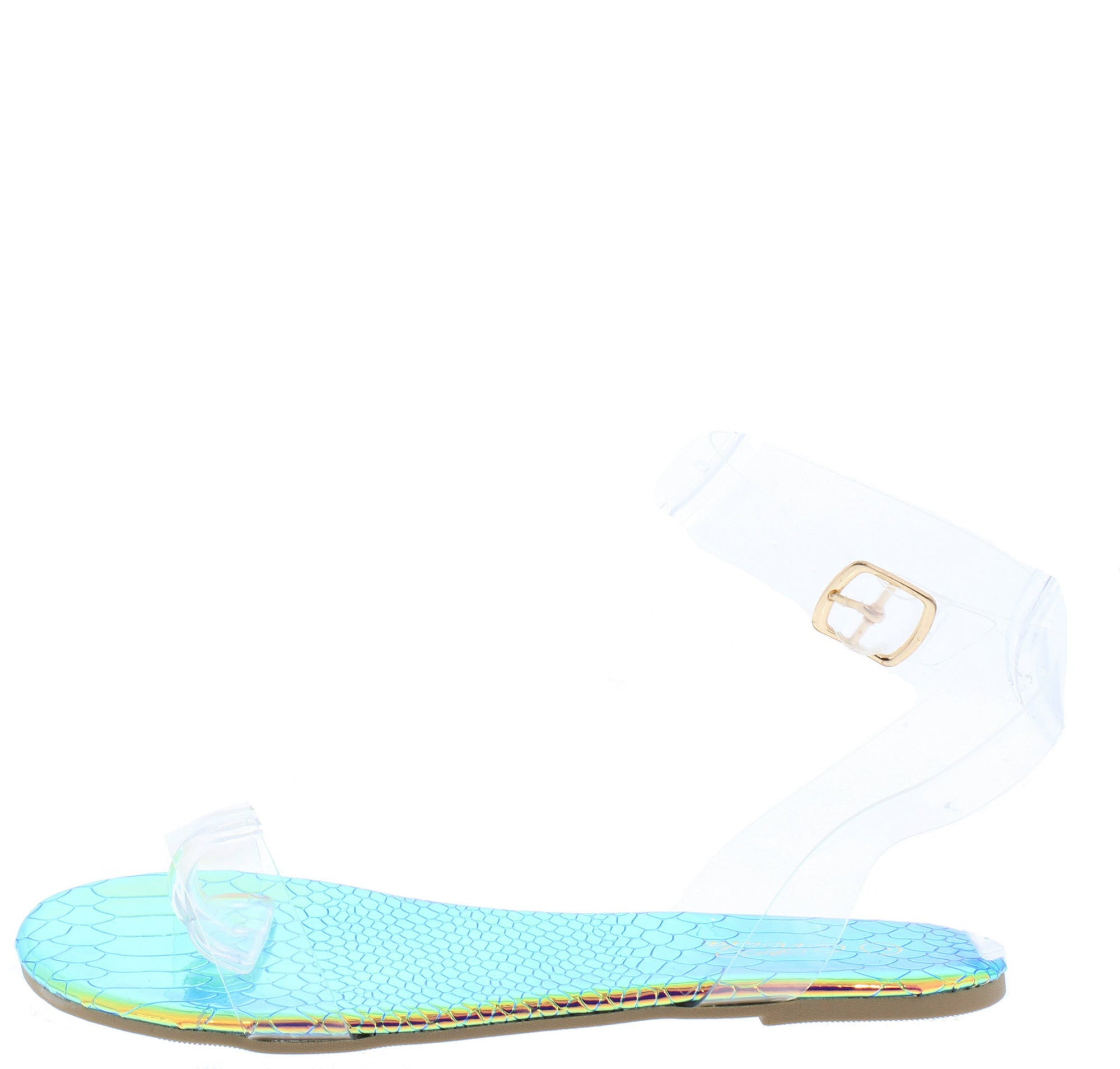 lucite flat sandals