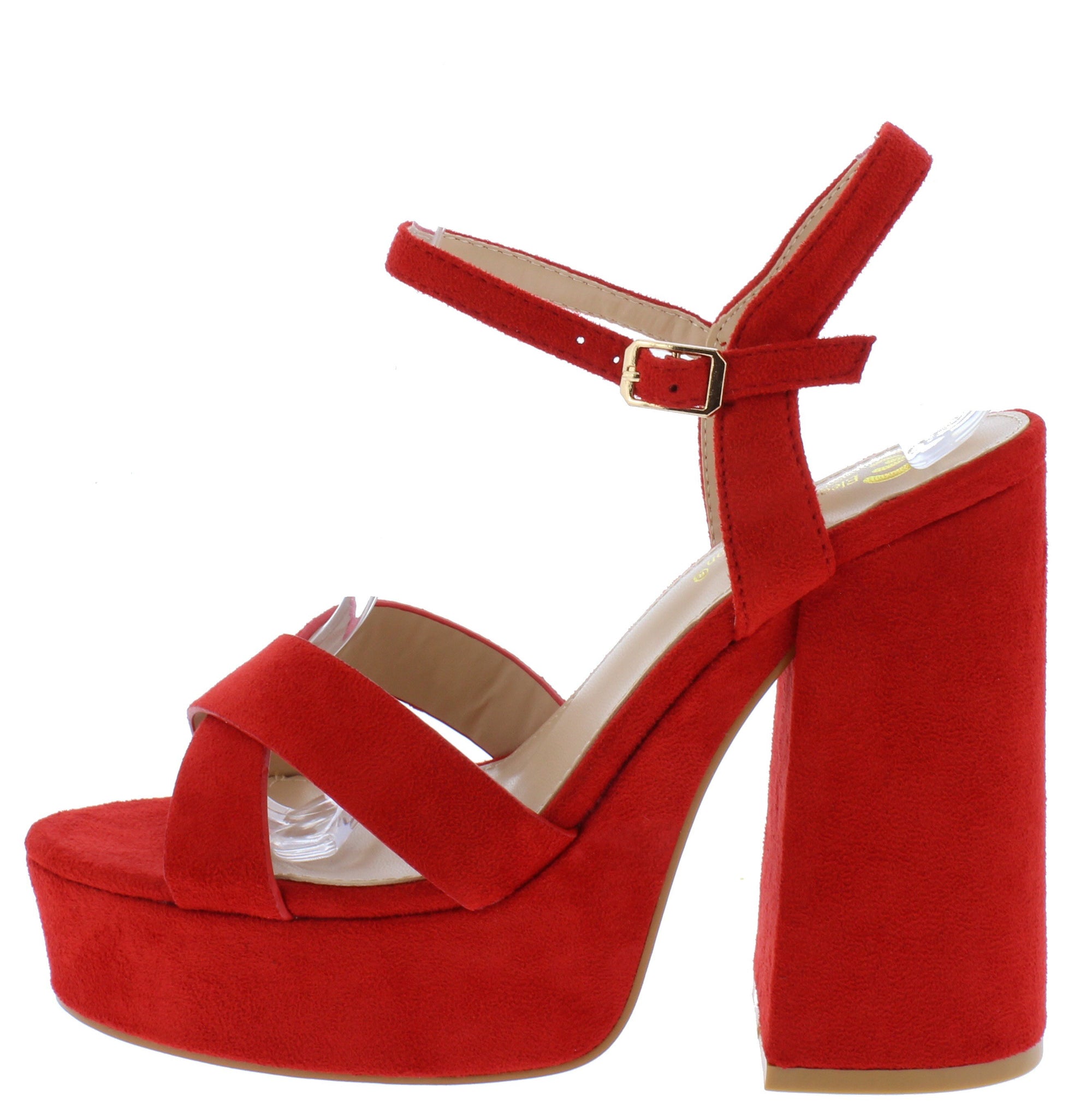 red open toe chunky heels