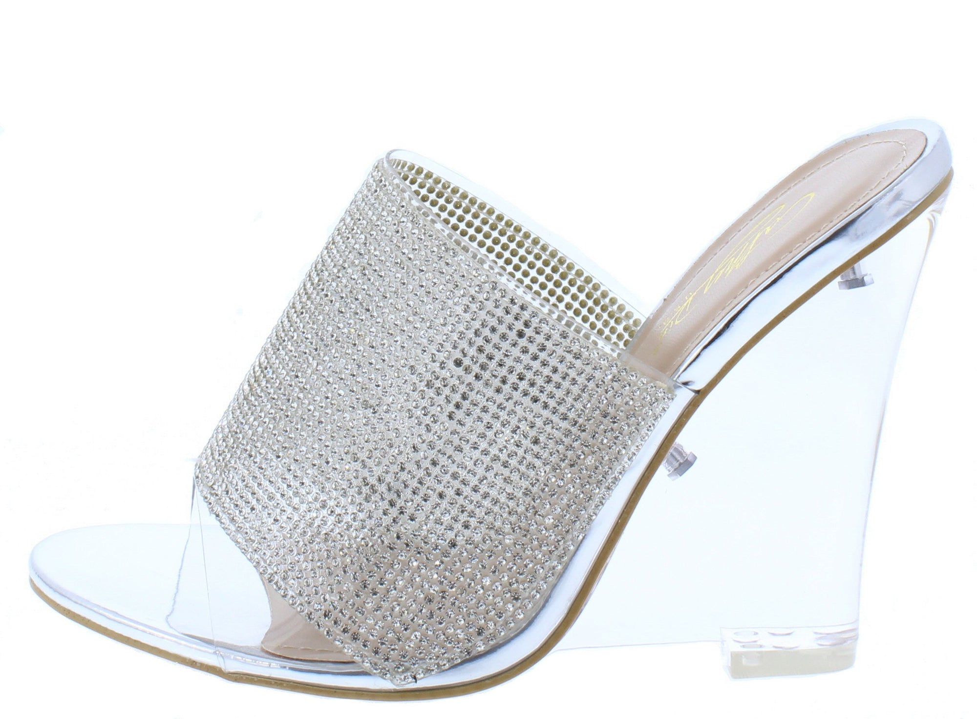 silver sparkly wedges