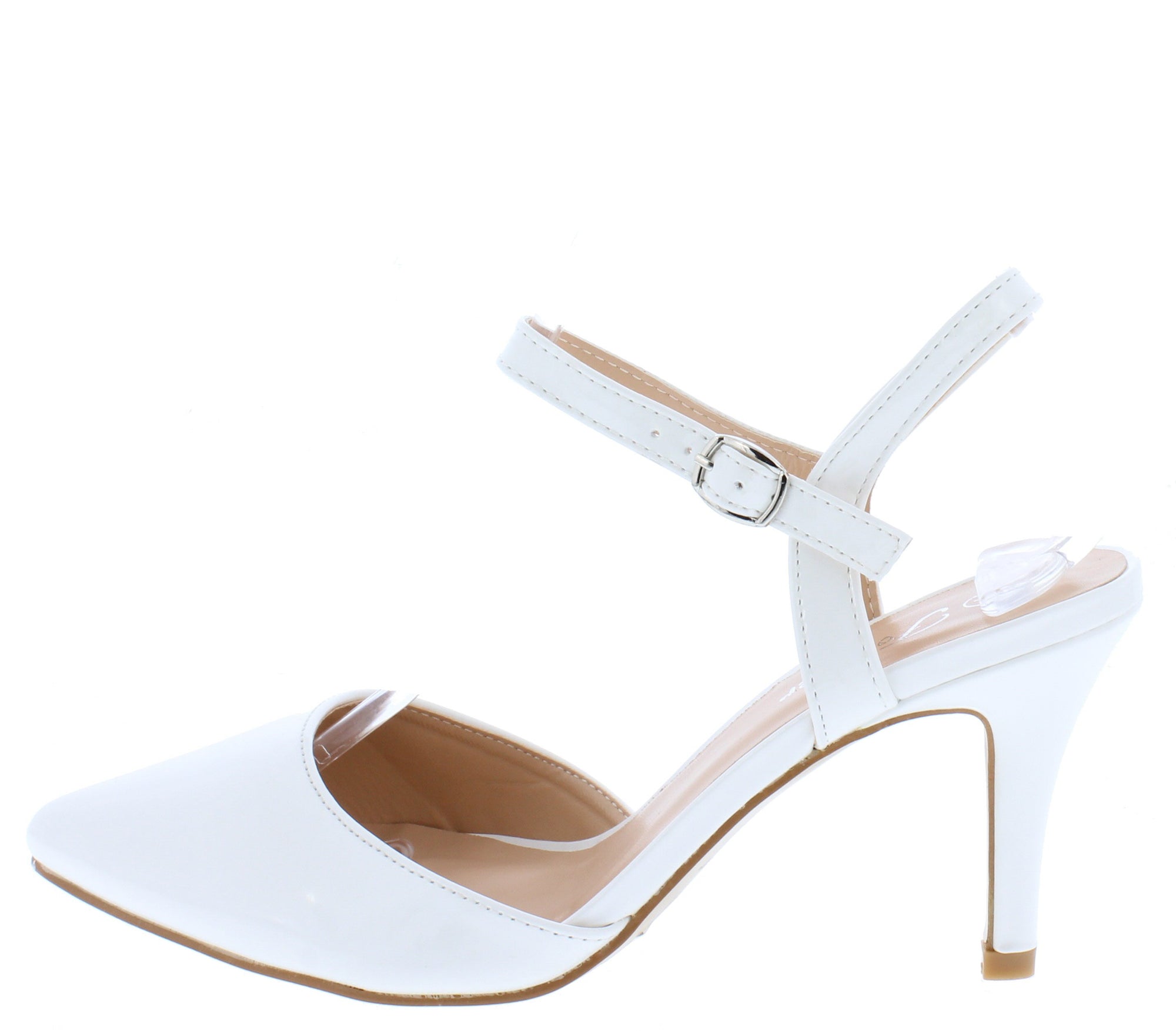 Canty02 White Pat Pointed Toe Slingback 