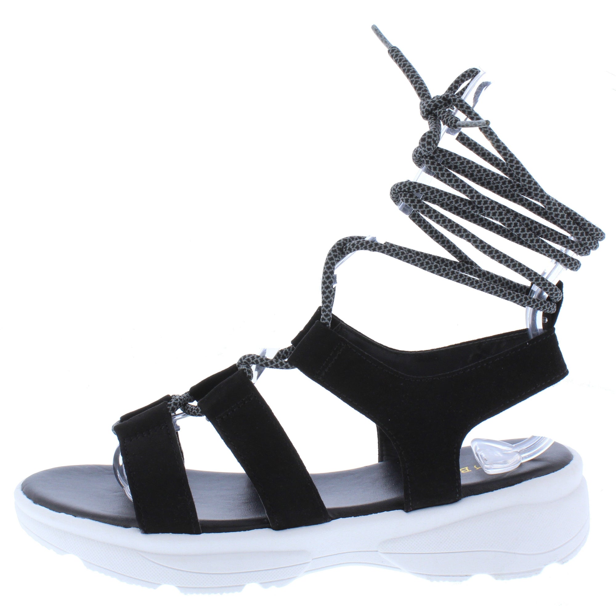 black ghillie sandals