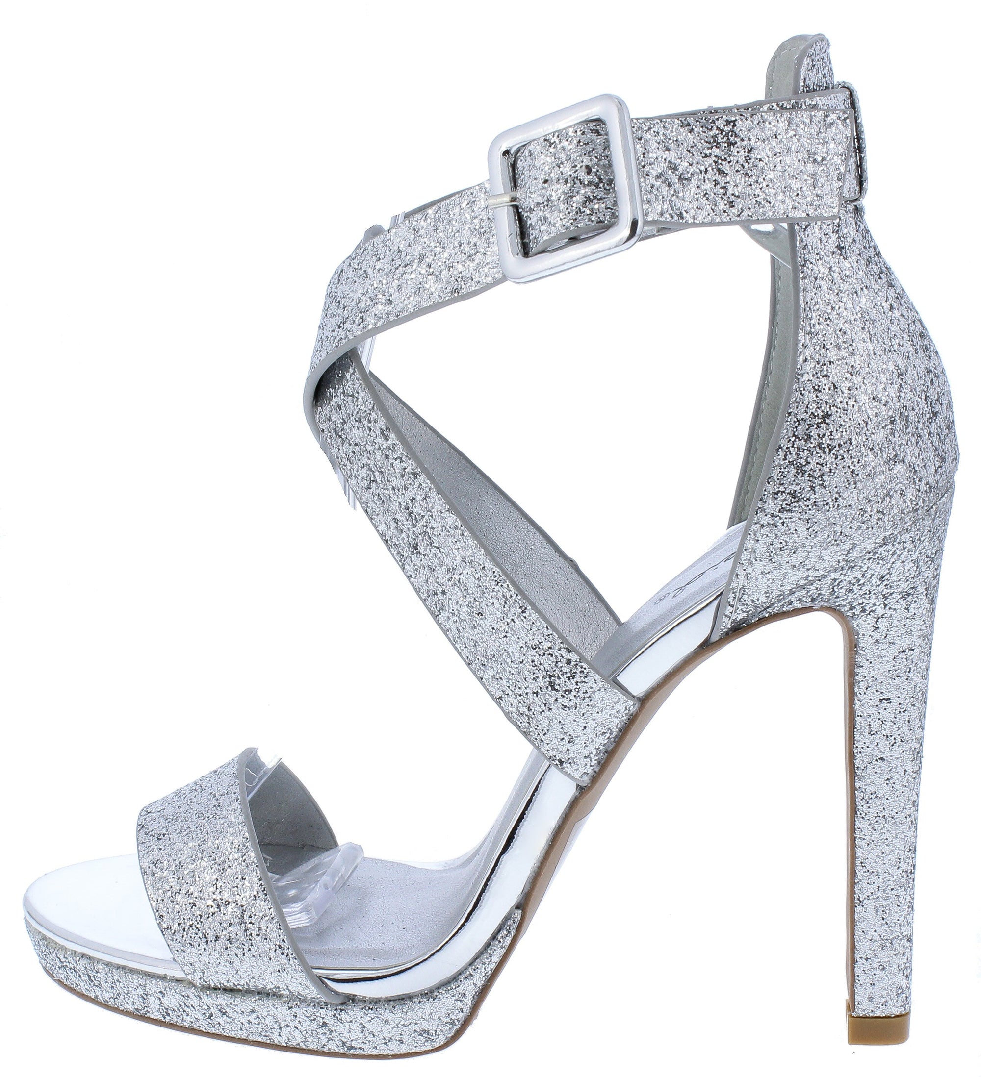 silver shoes platform heel