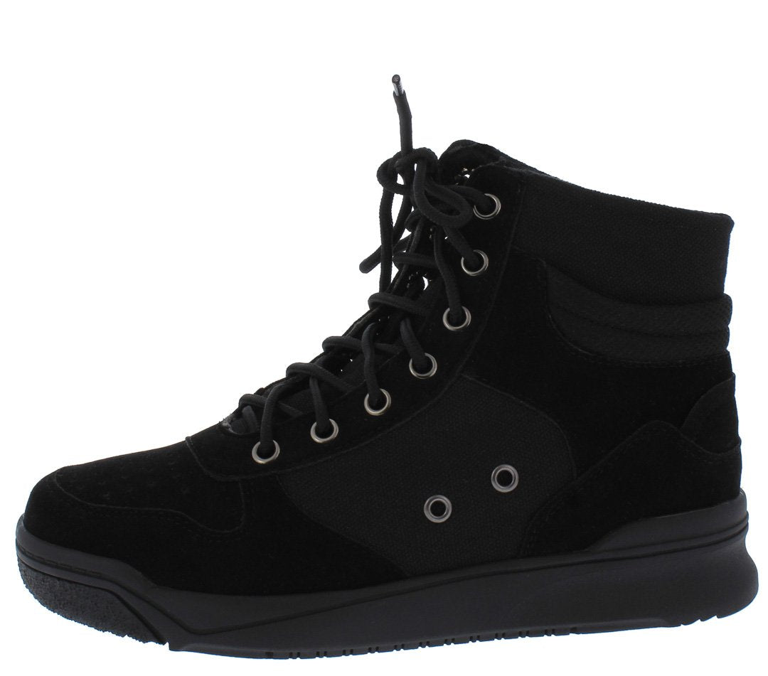 black canvas lace up sneaker