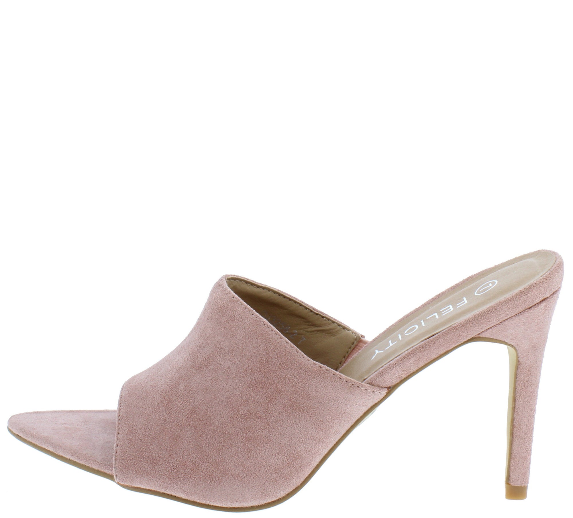 Feadora02 Pink Pointed Peep Toe Mule 