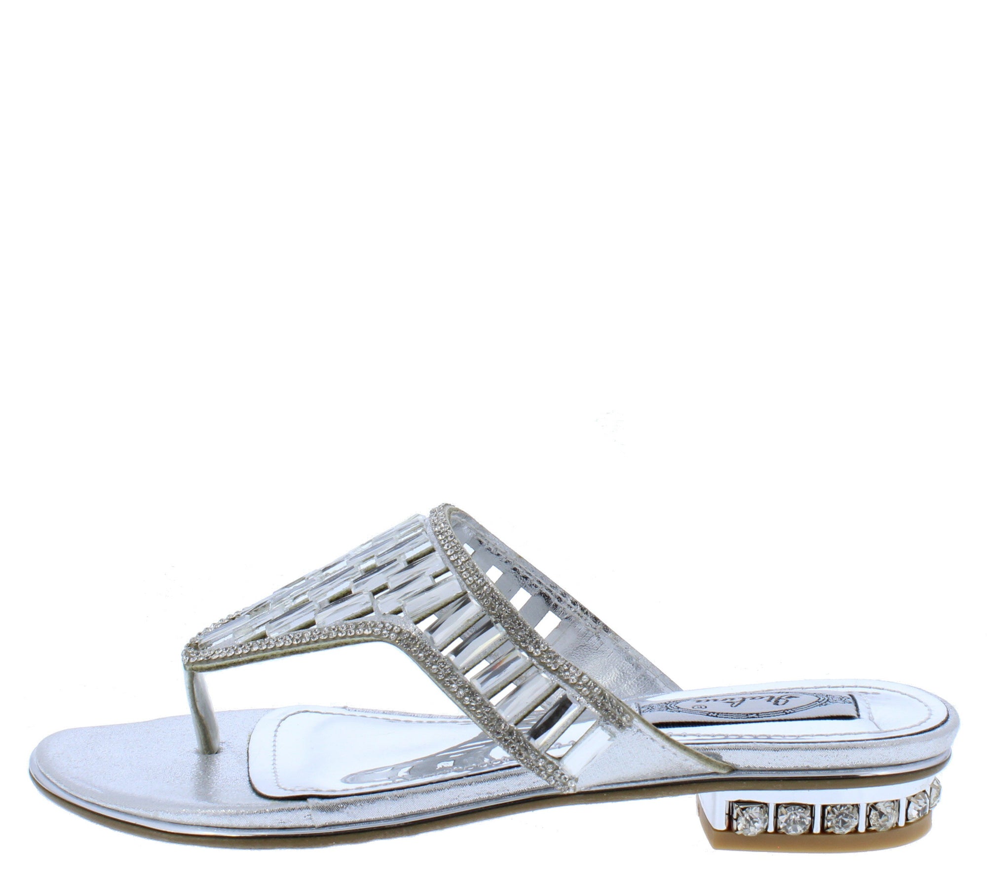 silver rhinestone flip flops