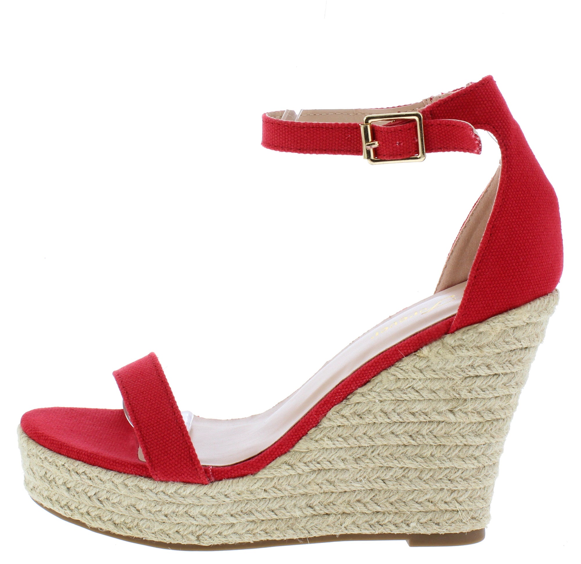 red open toe wedges