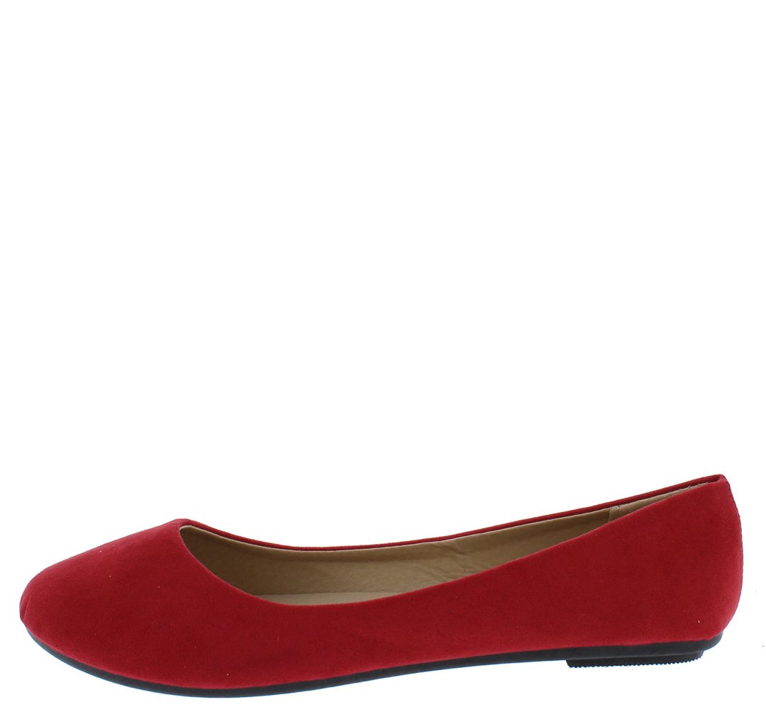 red round toe flats