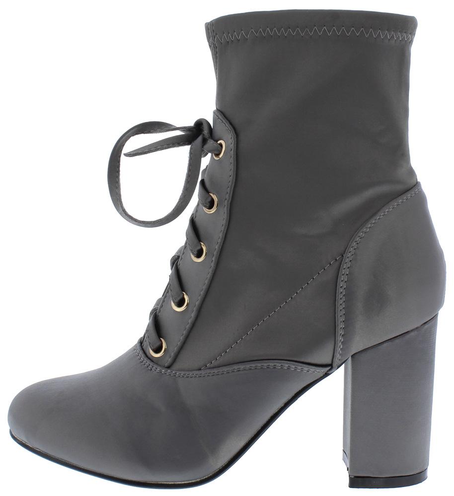 chunky heel ankle boots lace up