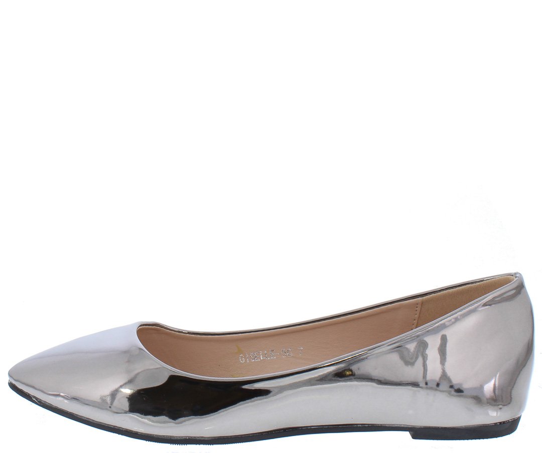 pewter pointed toe flats