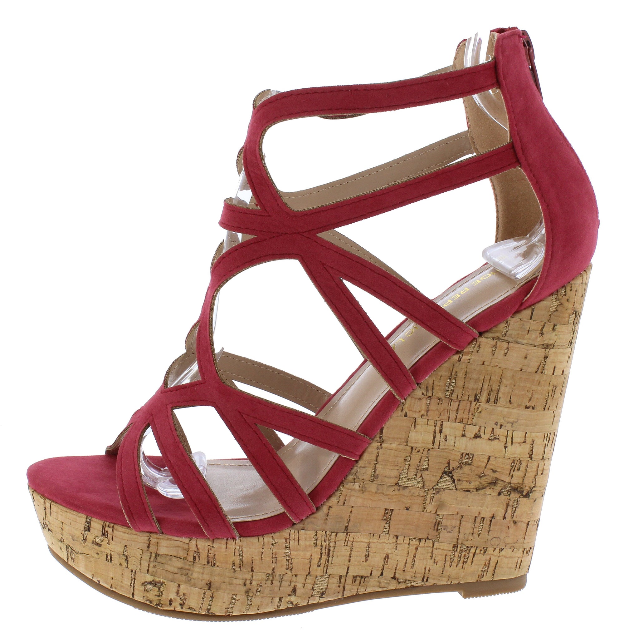 strappy cork wedges