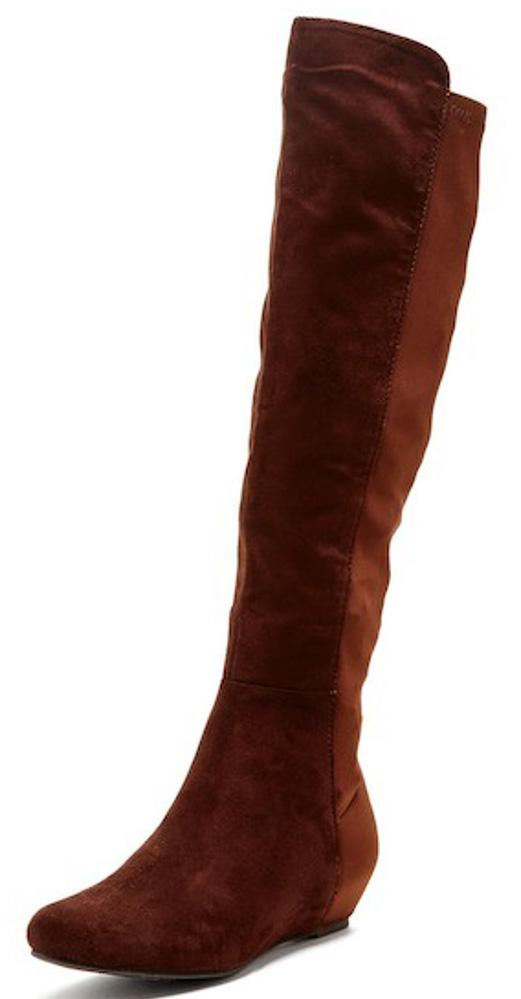 low wedge knee high boots