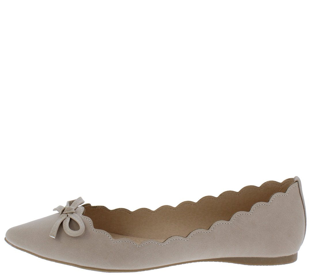 Isabella22 Nude Scalloped Pointed Toe 