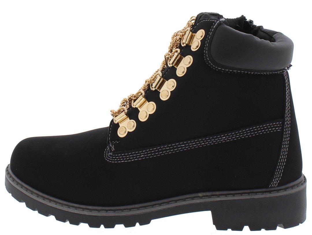 black and gold lace up boots