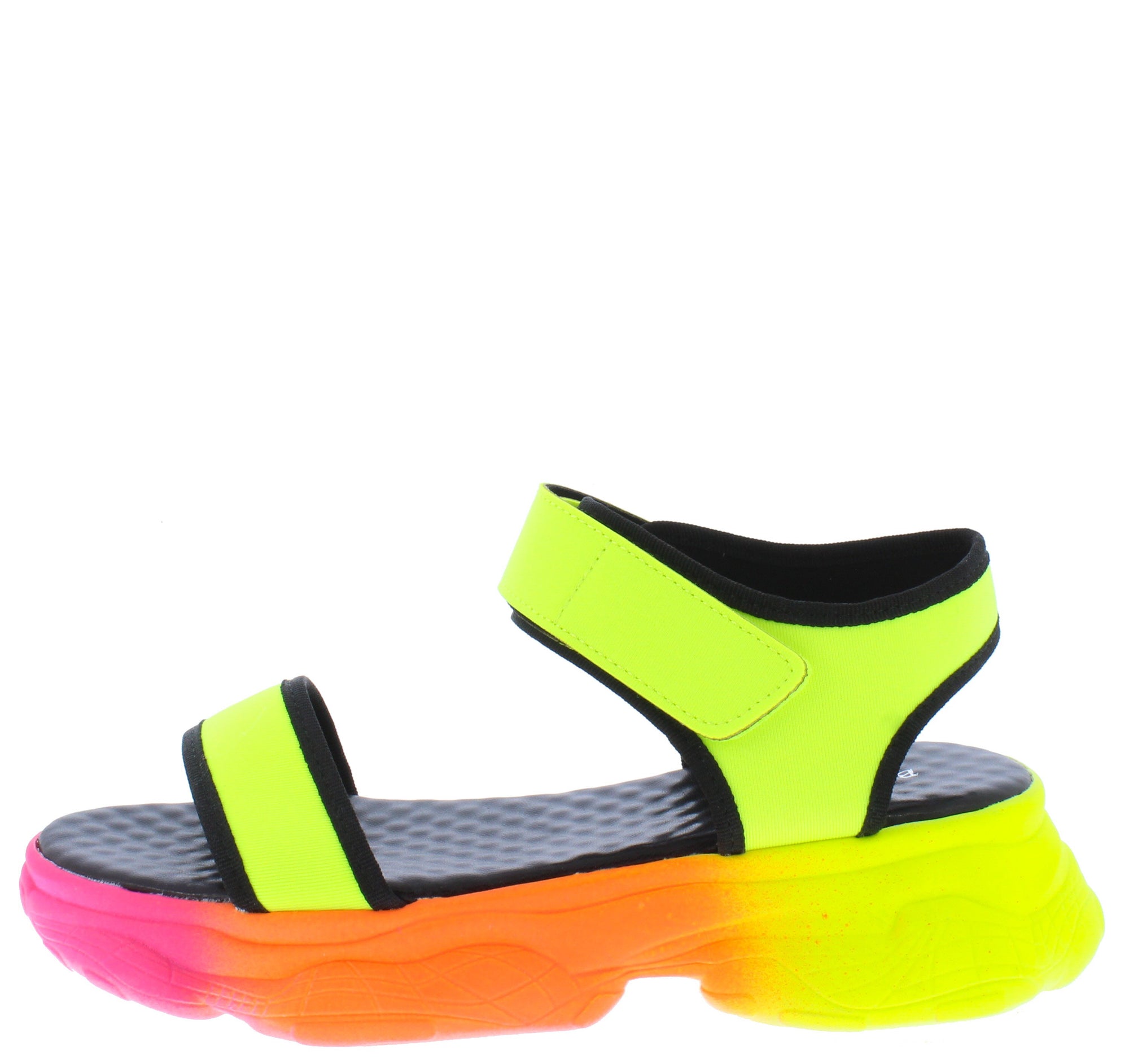 neon yellow women's sandals