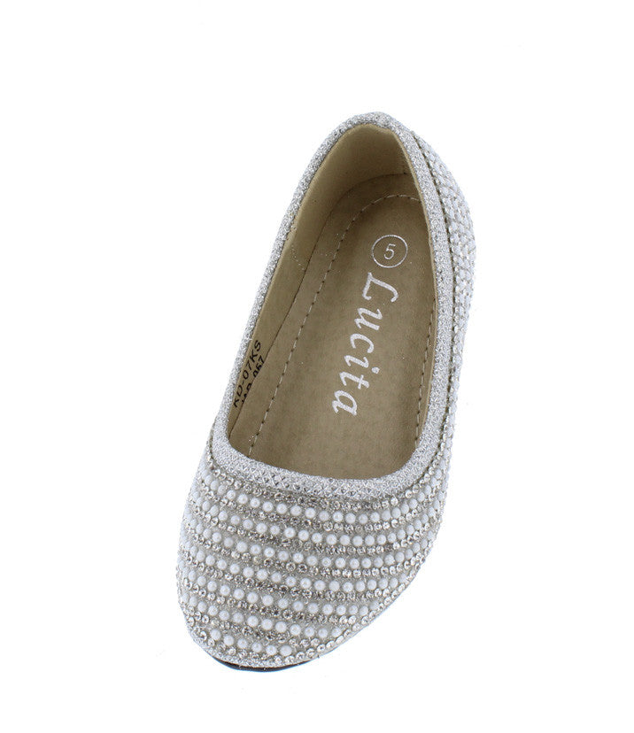 Kd07ks Silver Kids Beaded Slide on 