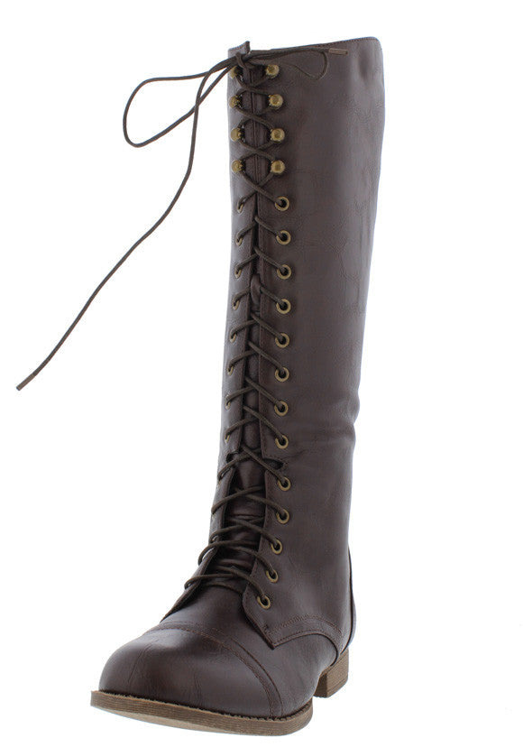 knee high lace up combat boots