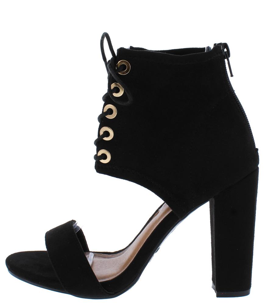 black lace up block heels